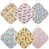 6 Pack Pot Holders 100% Cotton Heat Resistant Potholder, Machine Washable Pot Holder, Hot Pads, Table Pads for Cooking Baking (D)