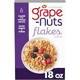 Grape Nuts Flakes Cold Breakfast Cereal, 18 OZ Box | Crispy Whole Wheat and Barley Cereal, Great for Yogurts, Parfaits, and Homemade Snacks