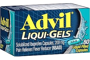Advil Liqui-Gels Pain Reliever and Fever Reducer, Pain Medicine for Adults with Ibuprofen 200mg for Headache, Backache, Menstrual Pain and Joint Pain Relief - 80 Liquid Filled Capsules(Pack of 1)