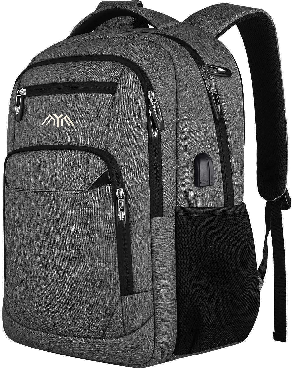 School Backpack Boys / Girls / Teenagers, Backpack School, Laptop Backpack for Men / Women, Daypacks Business Backpack with USB, gray, 17,3 Zoll, Rucksack