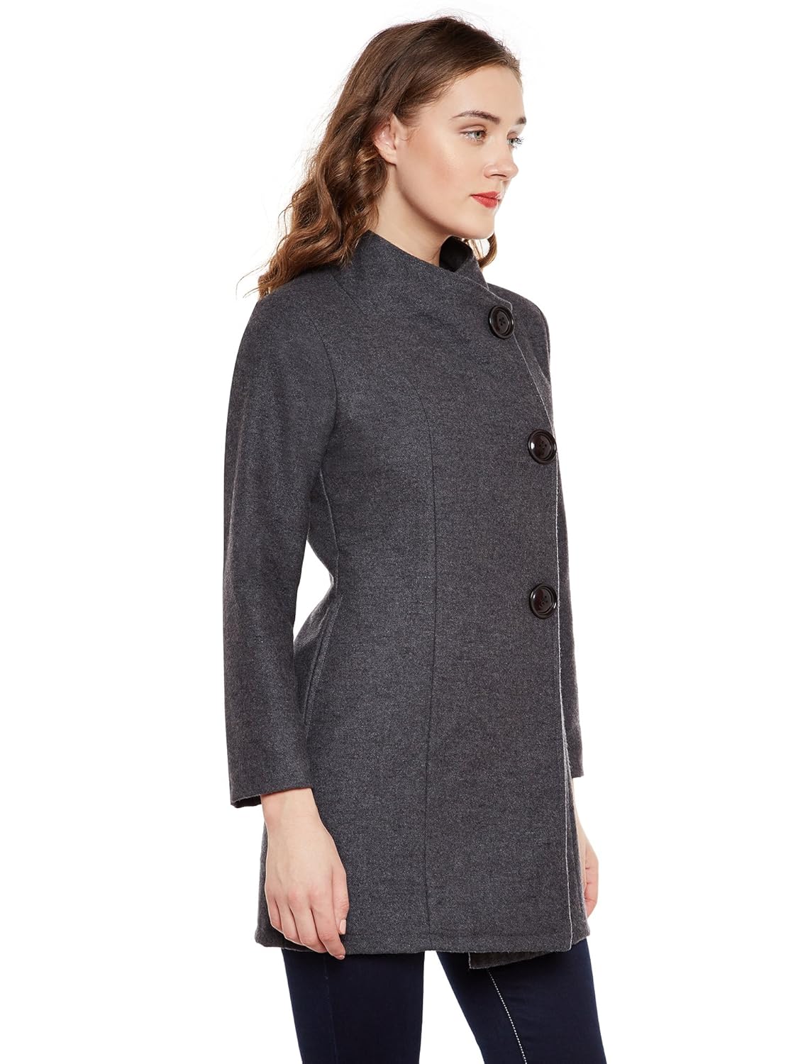 martini women woolen long winter coat (grey, xx-large)