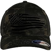 The Blackout American Flag 6277 Flex Fitted Baseball Cap - Custom Embroidered Black USA Flag Flex-Fitted Baseball hat