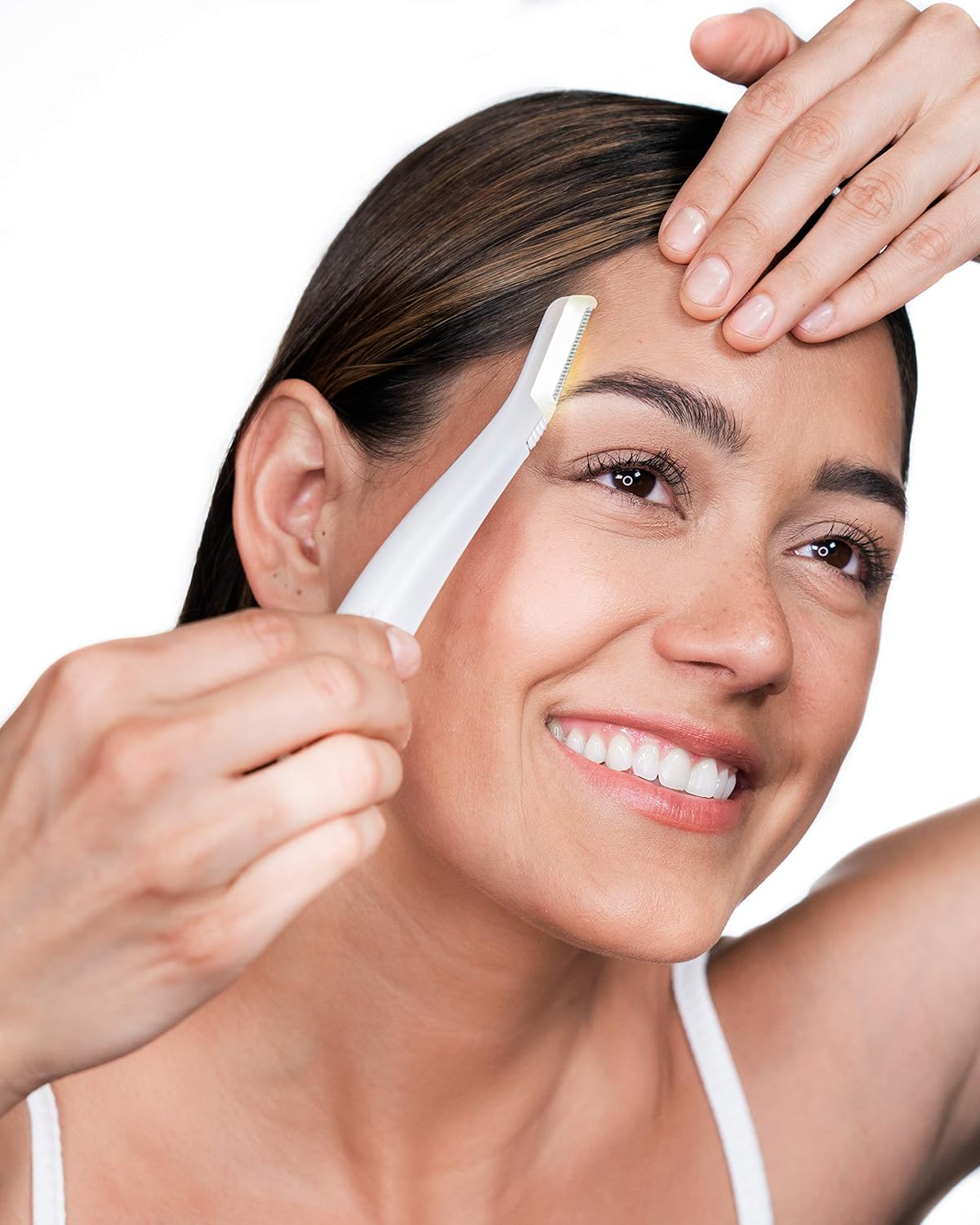 Finishing Touch Flawless Dermaplane Glo Lighted Facial Exfoliator - Non-Vibrating and Includes 6 Replacement Heads, White/Rose Gold: Beauty