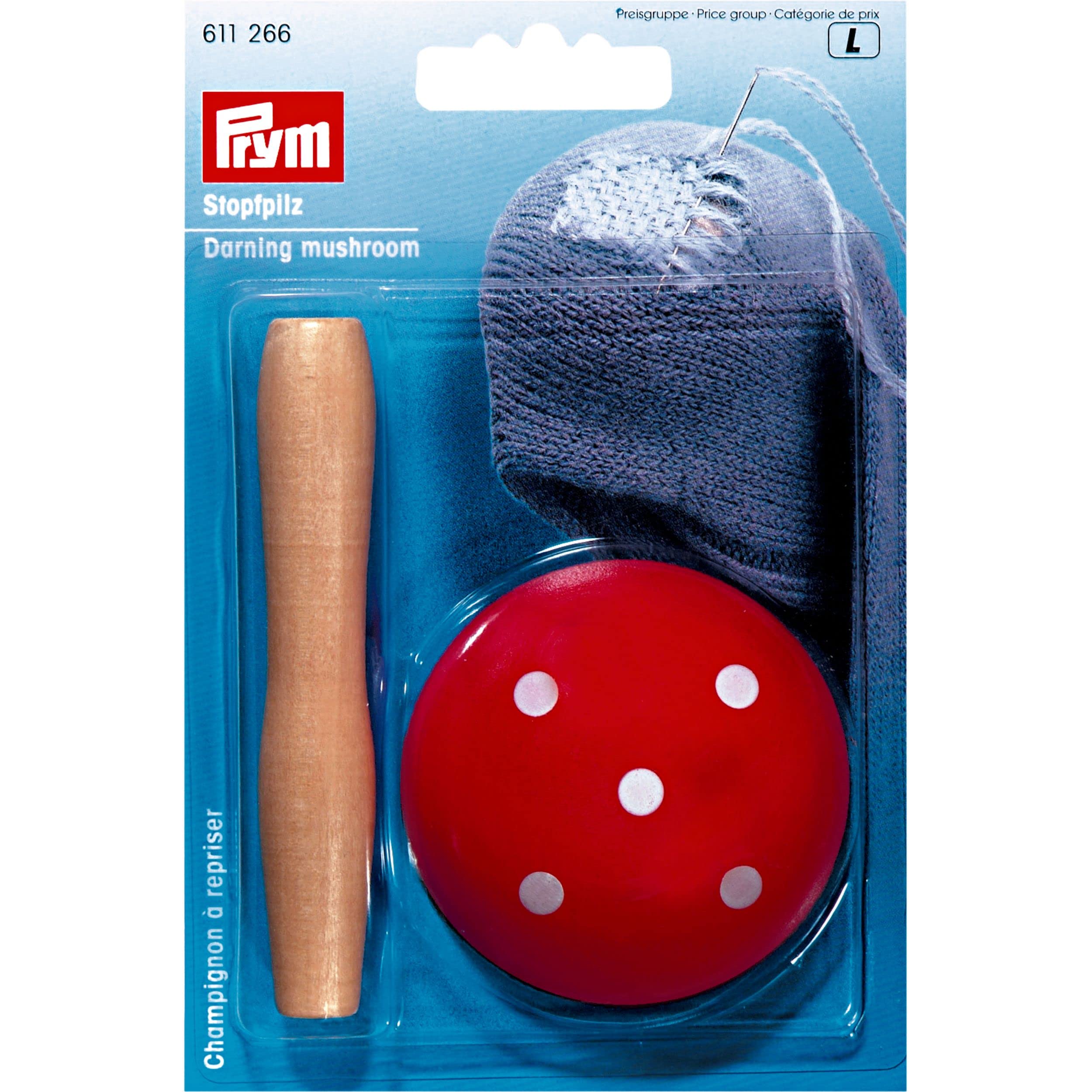 Prym Darning Mushroom, Wood, Red, 60mm