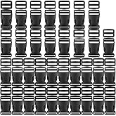 YGDZ 1 Inch Buckles, 35 Side Release Plastic Buckles and Tri-Glide Slides Parachute Black Buckles for Backpack Luggage Strap Pet Collar