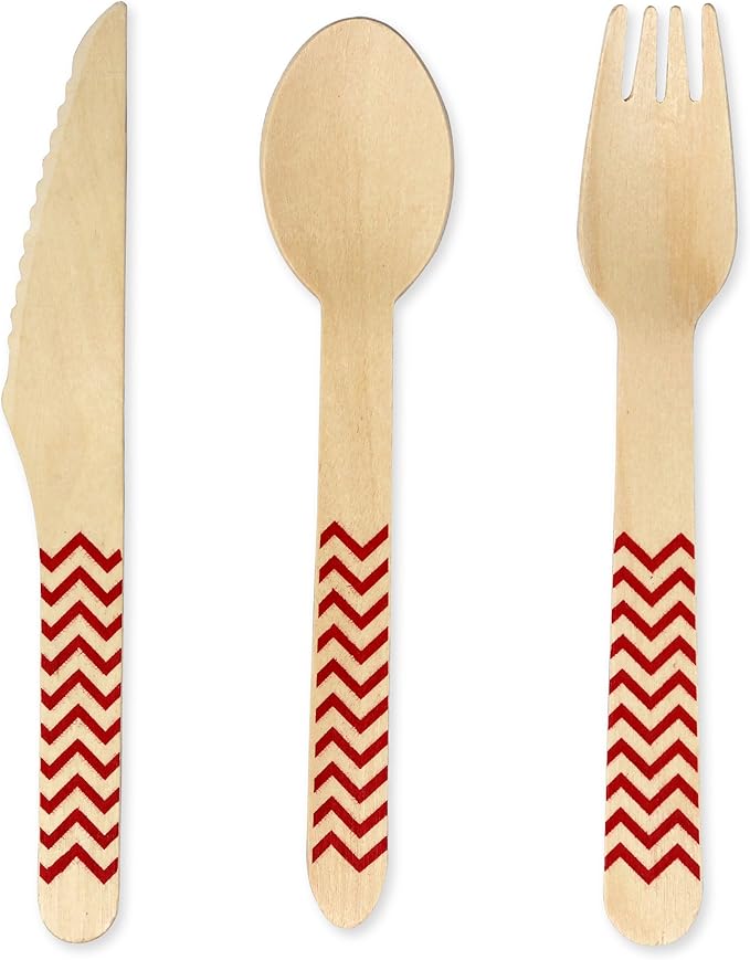 Wooden Cutlery Set 150 Disposable Flatware Pieces, Birch Wood 50