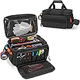 Rexmica Tool Bag with Anti-slip and Padded Bottom, Heavy Duty Tool Storage Organizer Bag with Multi-Pockets for Electrician, 