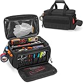 Rexmica 14-Inch Tool Bag with Anti-friction Bottom, Hand Tool Storage Organizer for Men, Tactical Range Bag, Multi-purpose Work Tote for Repairman, Carpenters, Handyman, Black
