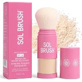 Sol Brush SPF 50 Mineral Sunscreen Powder, Broad Spectrum UVA/UVB Protection Sunscreen, Mess Free Brush On Applicator, Clean &amp; Cruelty Free, Water Resistant (80 Minutes), Pink, Fair