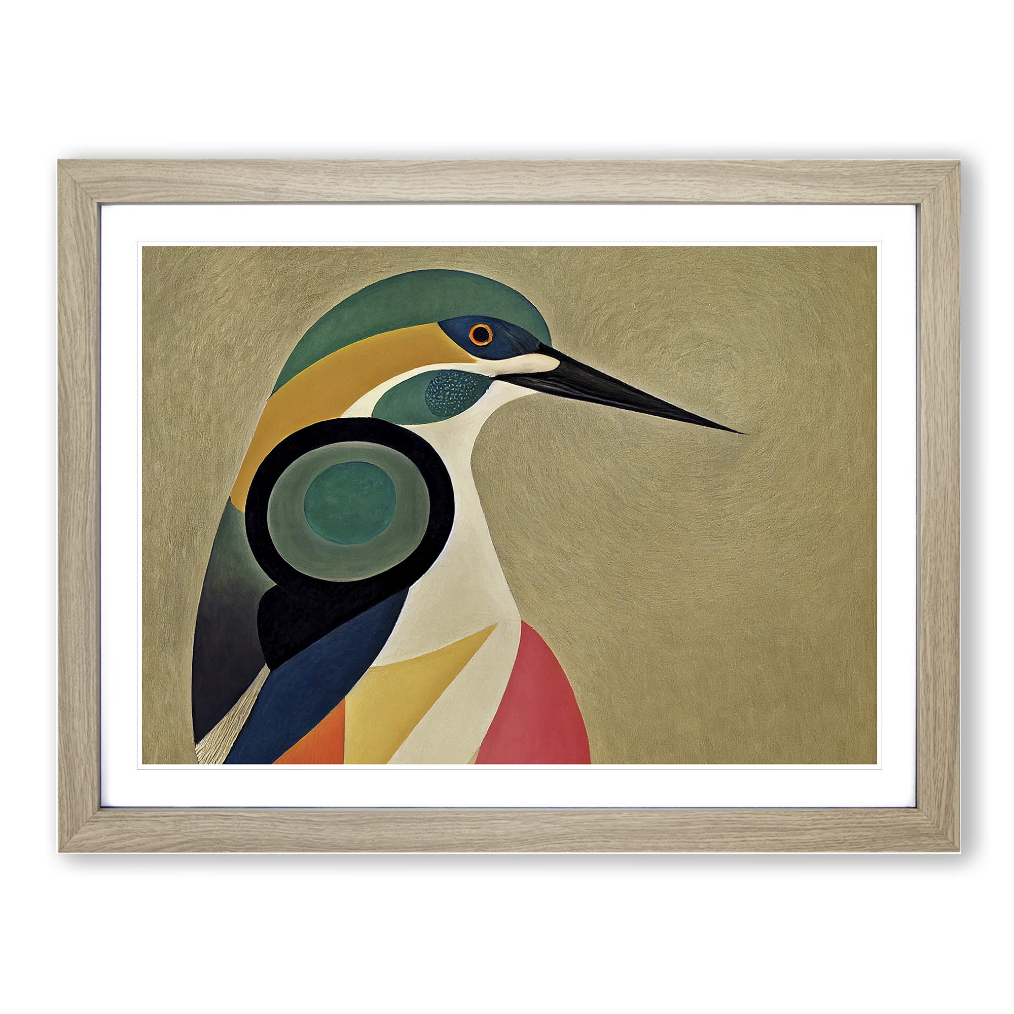 Abstract Kingfisher Bird Framed Print | A4 Oak Framed Wall Art | Ready to Hang | Abstract Fantasy Picture | Living Room Bedroom Lounge Office