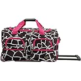 Rockland unisex-adult Rolling Duffel Bag, Pink Giraffe, 22-Inch