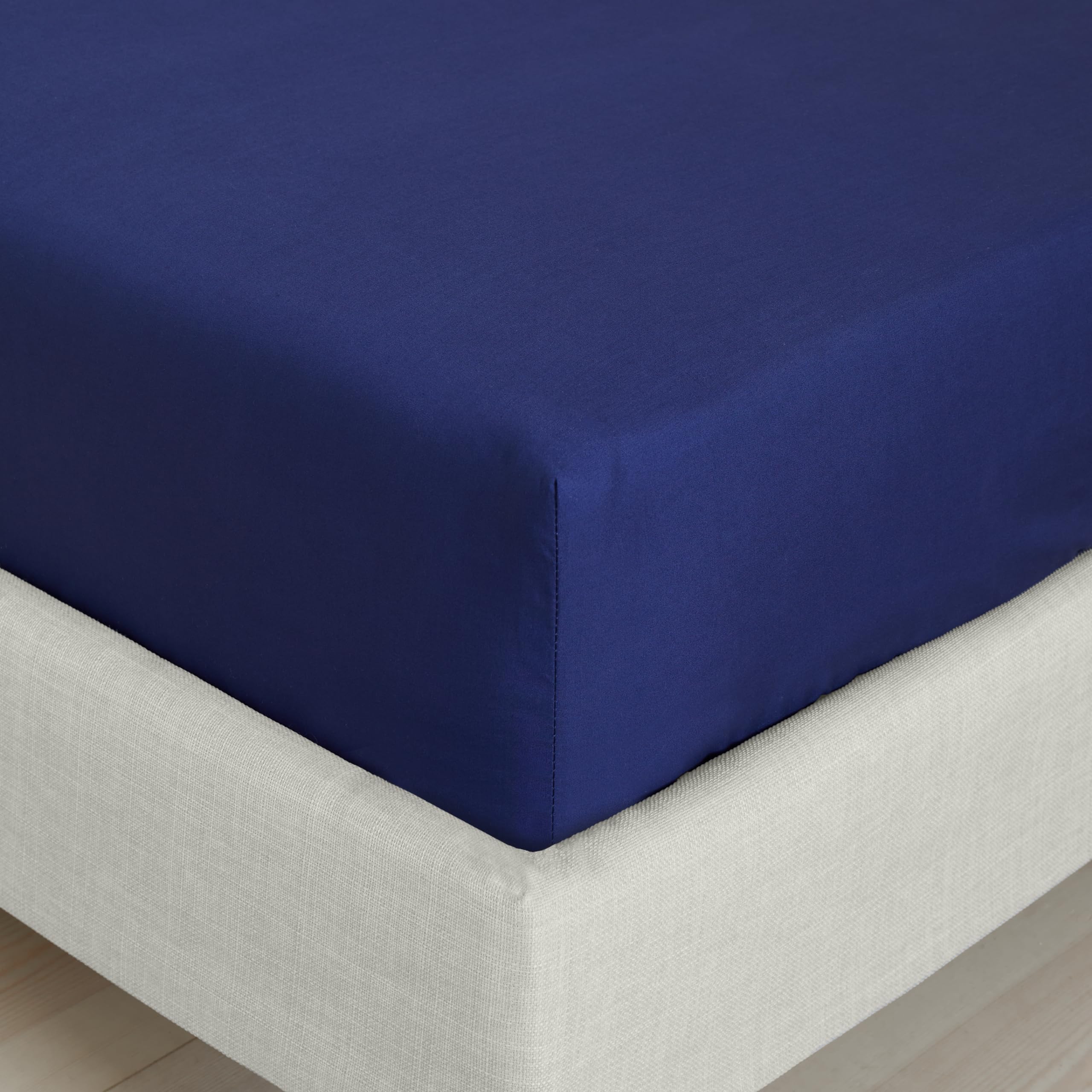Bianca Fine Linens Bedroom 200 Thread Count Cotton Percale Super King Fitted Sheet 32cm Depth Navy