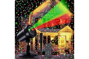 BEYYON Christmas Projector Lights - Outdoor Laser Lights, Red & Green Star Shower, Waterproof Decor with Remote
