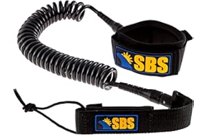 SANTA BARBARA SURFING SBS Paddleboard Leash – 10ft Coiled SUP Leash with Comfortable Ankle Cuff – Durable, Tangle-Free Surf Leash for Stand Up Paddleboards