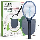 SBL Home Electric Fly Swatter Racket, Electric Mosquito Swatter, Bug Zapper Racket, Electric Fly Bat with Patented Wall Case, Gray, Black (1 Pack)