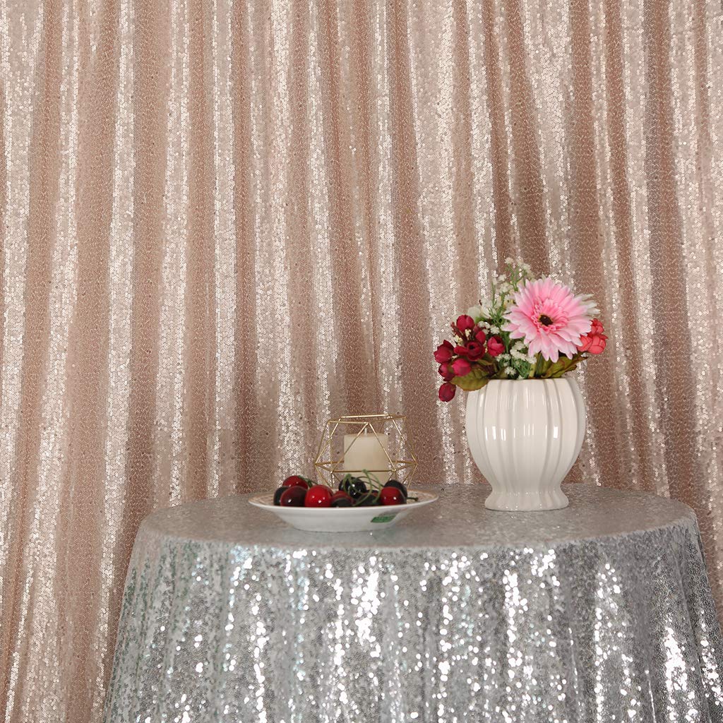 Eternal Beauty 122x213cm Champagne Shinny Sequin Photography Backdrop Party Prom Wedding Youtobe Banquet Photo Background (4x7 feet) — image 1