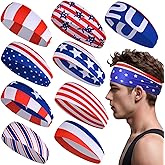 Sports Headband for Men 9 Pack Sweat Headbands for Men Running Workout Headbands Wide Sweatband Mens Stretchy Headband for Running Cycling Football Basketball Yoga