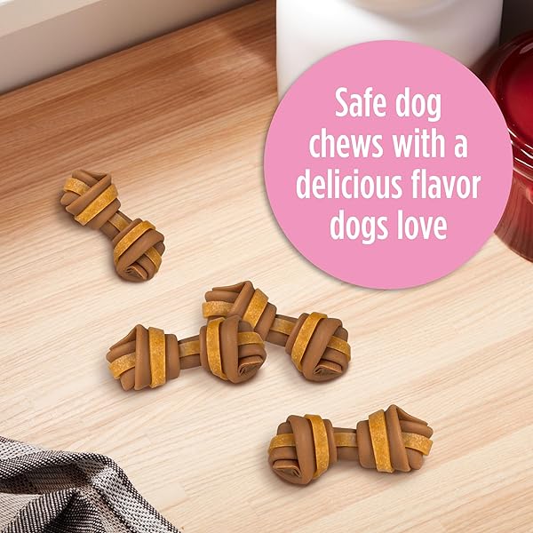 MILK-BONE CHEWS GNAWBONES RAWHIDE FREE DOG TREATS, PEANUT BUTTER & CHICKEN, 16 LONG LASTING MINI KNOTTED BONES