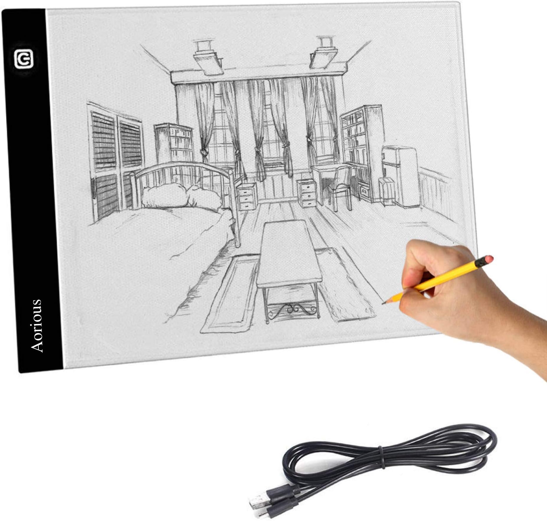 A4 LED Diamond Drawing Tracing Light Box,Aorious Ultra-Thin Artcraft Tracing Light Pad Dimmable Brightness USB Powered Artists Light Box for Animation Sketching Drawing