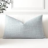 OTOSTAR Linen Throw Pillow Cover Set of 1 Decorative Lumbar Pillowcases Cushion Covers 12x20 Inch for Home Decor Sofa Bedroom Car 30 x 50CM Blue Grey