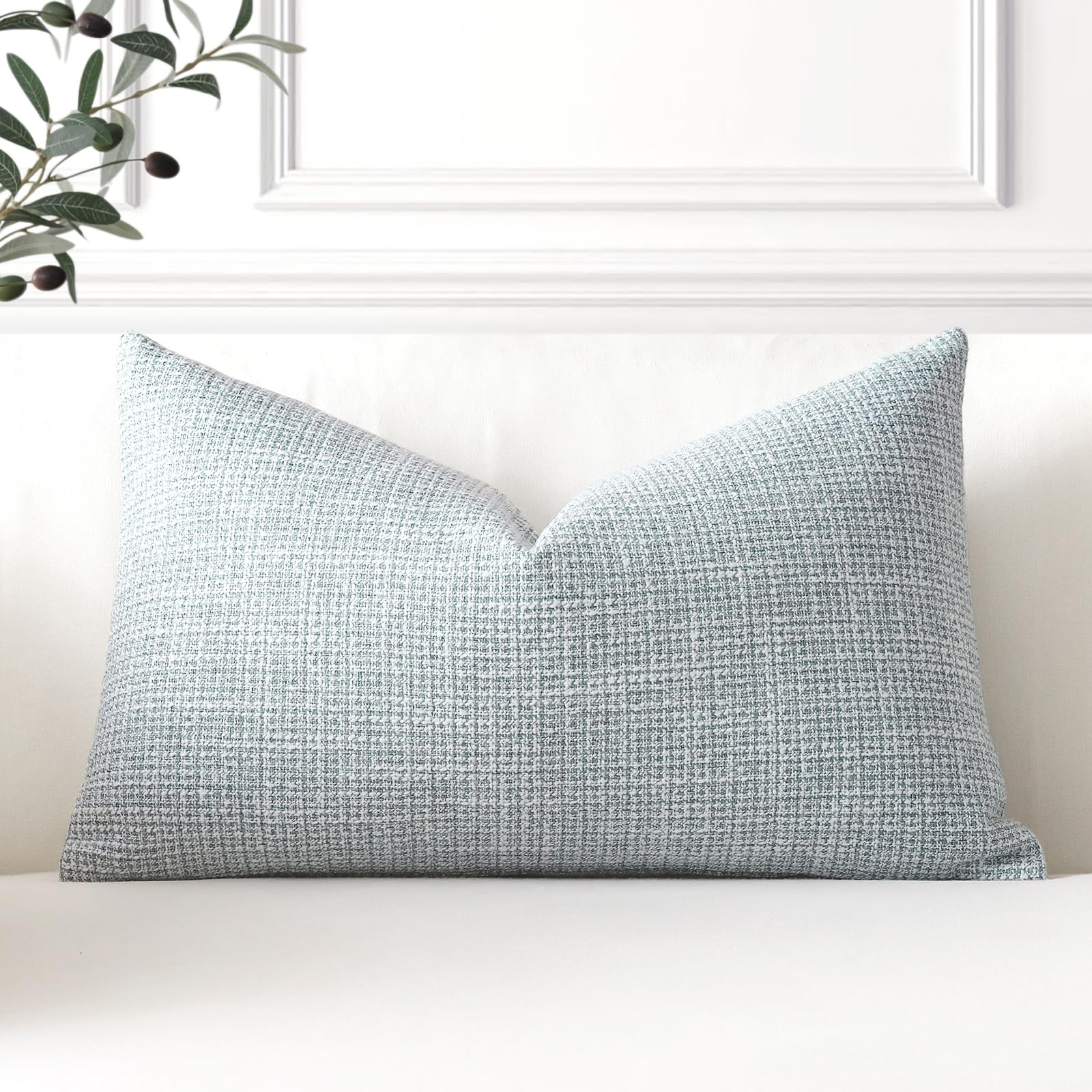 Artscope Linen Cushion Covers Set of 1 Decorative Lumbar Pillowcase Pillow Cover 16x24 Inch for Home Decor Sofa Bedroom Car 40x60cm Blue Gray