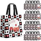 KERINGO 24 PCS Casino Party Favor Gift Bags Casino Theme Party Supplies Poker Goody Treat Paper Bags with Handles Reusable Non Woven for Birthday Decor
