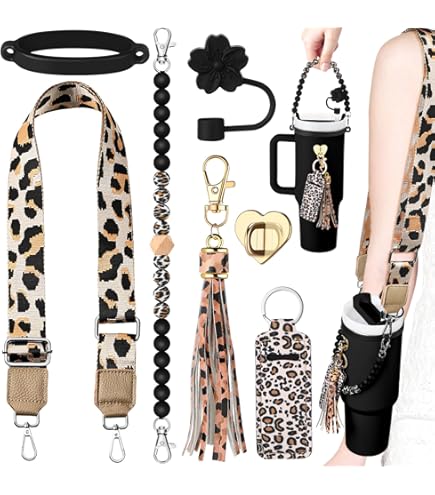 Leopard Water Bottle Carrier Bag For Stanley 40oz Tumbler With Phone Pocket W