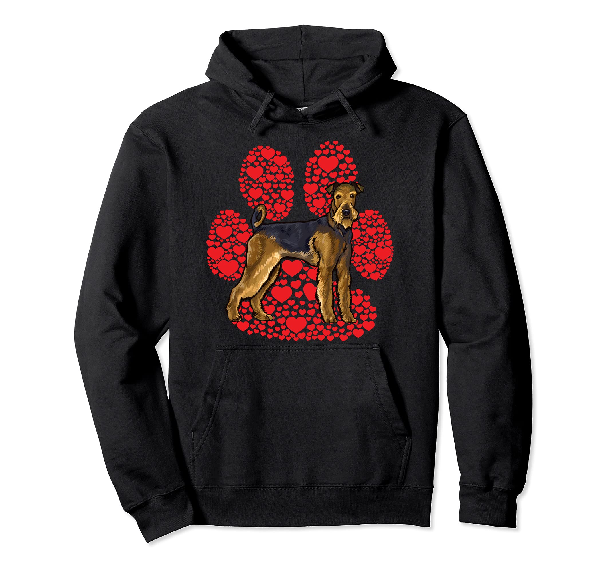 Airedale Terrier Valentines Day Dog Love Paw Pullover Hoodie