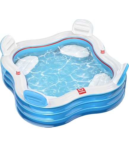 Methink Family Lounge Inflatable Pool – 90" X 90" X 26", Holds 262 Gallons, Fits 3-4 Adults