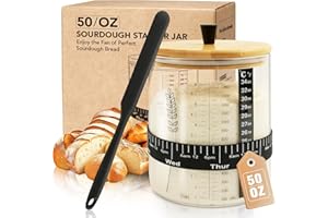 50oz Sourdough Starter Jar, Wide Mouth Sourdough Jar, Large Capacity Sourdough Bread Starter Kit with Lid, Band, Date Tracker