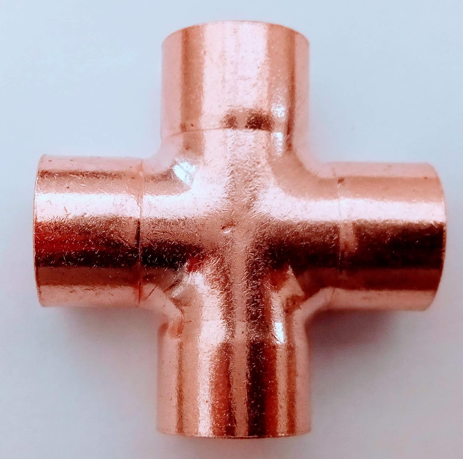 Copper End Feed Equal Copper Cross 4 Way Plumbing Pipe Fitting (10 Pack