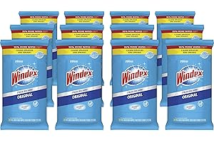 SC Johnson Windex Glass and Surface Wet Wipe, Cloth, 7 x 8, Unscented, White, 38/Pack, 12 Packs/Carton