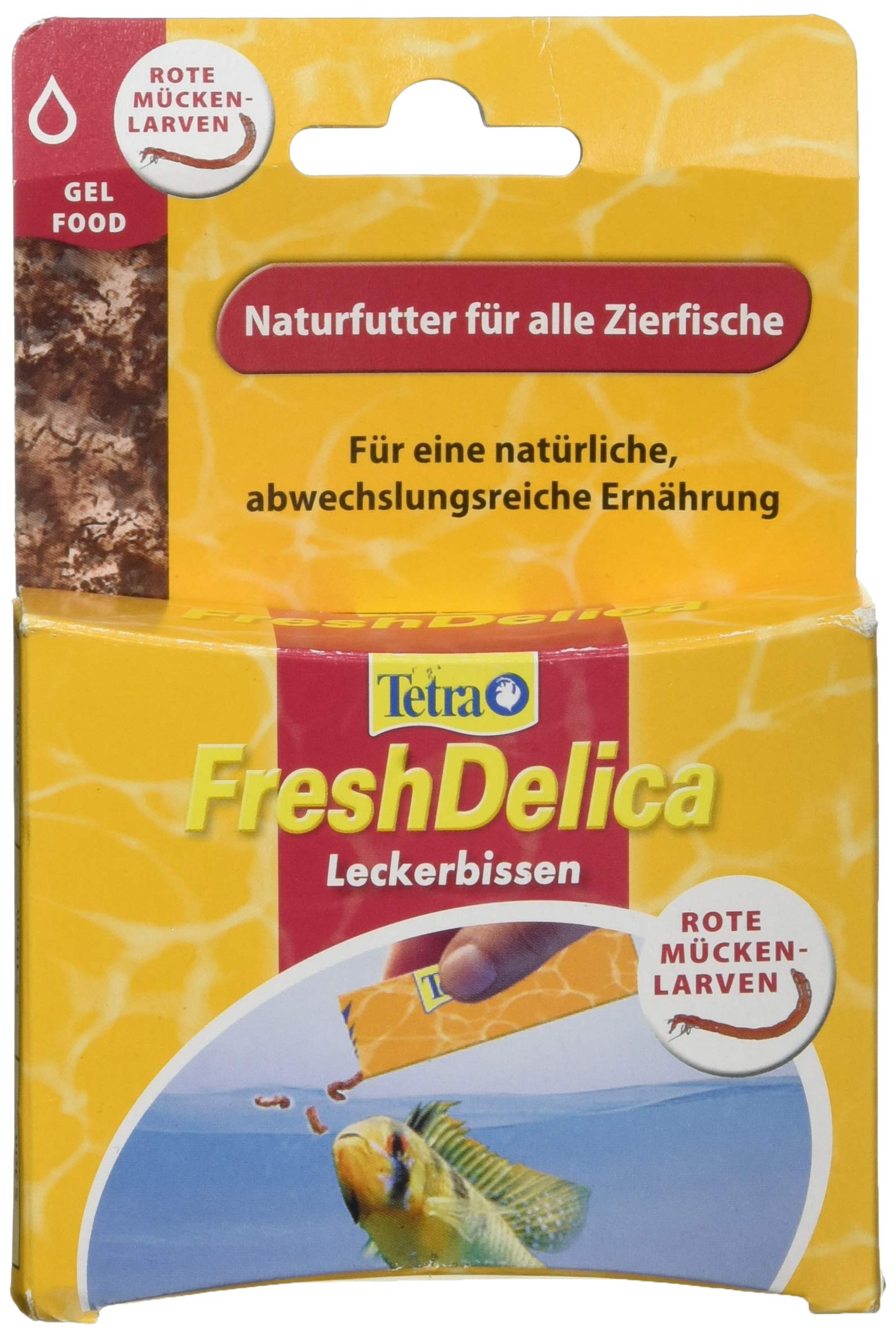 Tetra FreshDelica Bloodworms - Natural Snack with Red Mosquito Larvae for Ornamental Fish Treats in Jelly 16 x 3g Bags