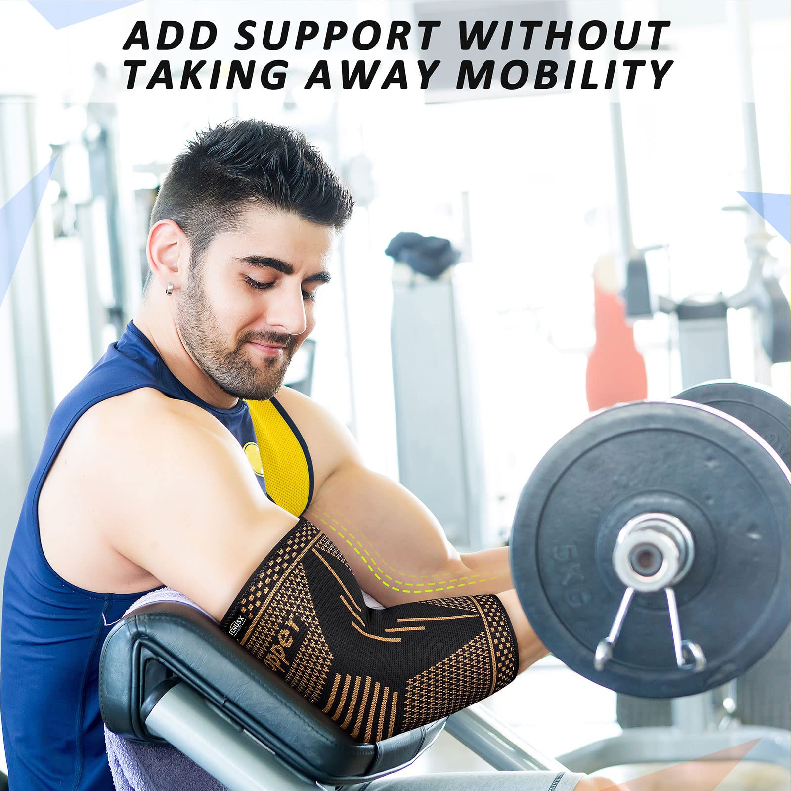 Copper Elbow Brace Compression Sleeves for Pain Relief Men Women, Arm Support Forearm Pads Braces for Tendonitis,Tennis, Golfers, Arthritis, Weight lifting