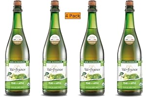 Val de France, Non-Alcoholic, Reduced Calorie, Organic and OU Kosher Sparkling Juice (Pear), 25.4 Fl Oz (Pack of 4)