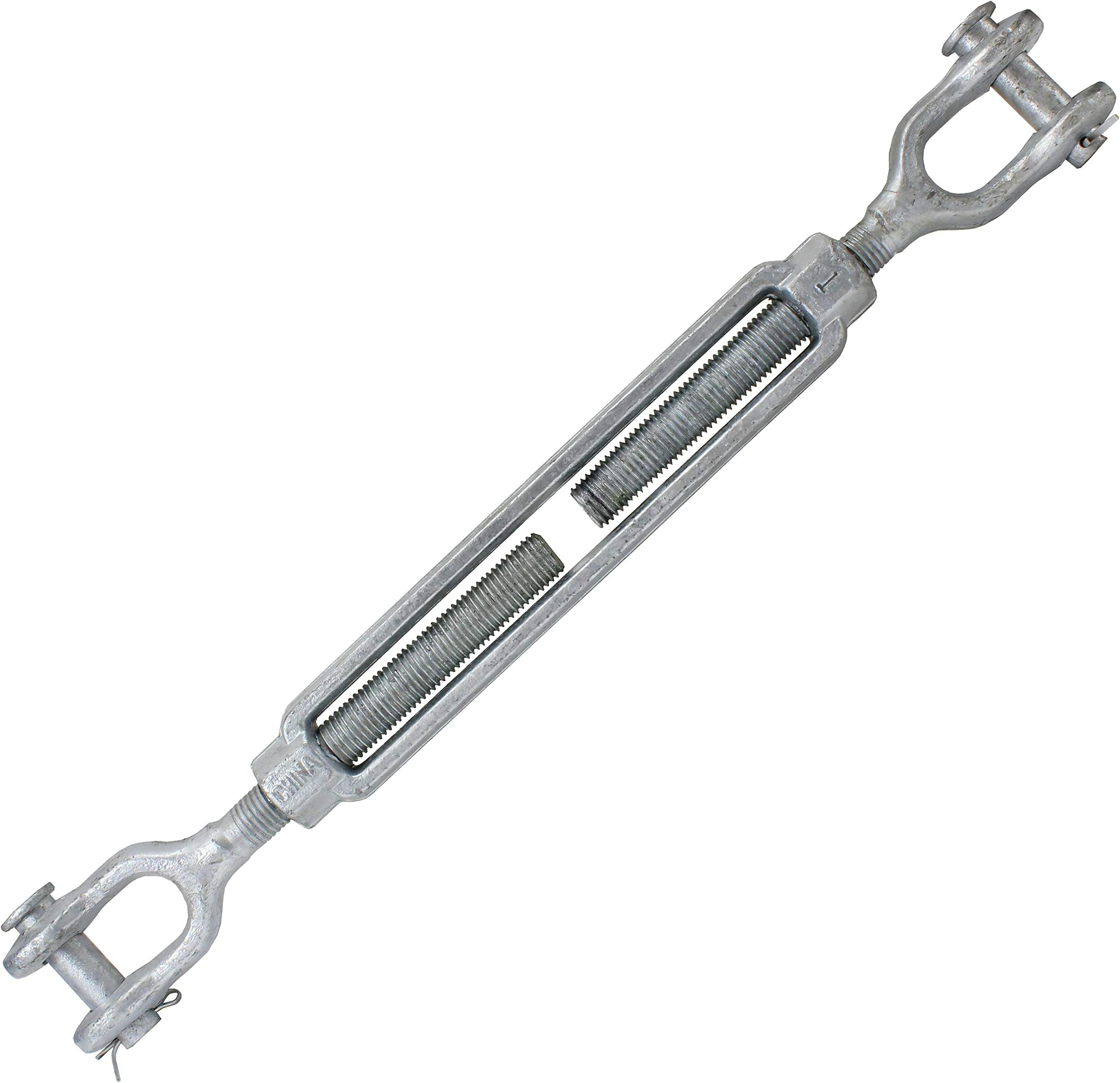 US Cargo Control 1 Inch x 12 Inches Galvanized Jaw and Jaw Turnbuckle