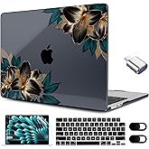 MEEgoodo for M4/M3/M2 MacBook Air 15.3 inch Case 2025 2024 2023, Case Fit Model (A3241/A3114/A2941) for MacBook Air 15 inch, Laptop Hard Shell with Keyboard Cover, Golden Lilies