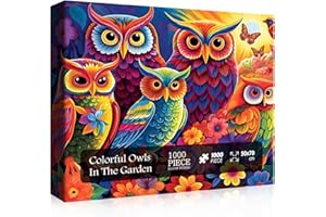 PICKFORU Owl Puzzles for Adults 1000 Pieces, Colorful Bird Puzzle Garden, Animal Flower Jigsaw Puzzles Nature