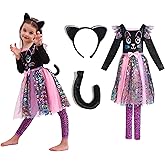 Sincere Party Cute Cat Costume Dresses for Girls,Halloween Cat Cosplay Dresses with Accessories