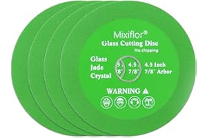 Mixiflor 4 Pack Glass Cutting Discs 4-1/2" x 7/8", Diamond Saw Blades for Angle Grinder – Ultra-Thin Tile Cutter Wheels for G