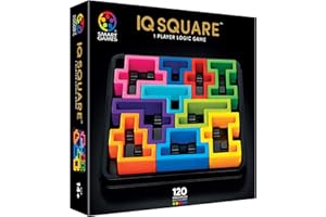 SmartGames IQ Deluxe: Square - The New IQ Series for Ages 14 - Adult with 120 Challenges Featuring a Larger Display and Travel Case