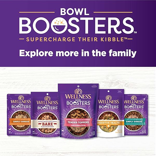 WELLNESS BOWL BOOSTERS BARE, DOG FOOD TOPPER FOR SMALL, MEDIUM, & LARGE BREEDS, GRAIN FREE, NATURAL, FREEZE DRIED, BEEF, 4 OUNCE BAG (PACK OF 1)