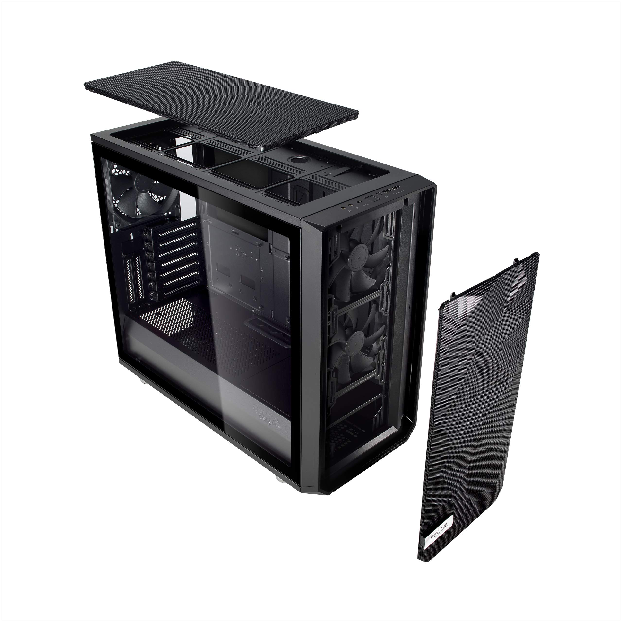 Fractal Design Meshify S2- Mid Tower Computer Case- Airflow/Performance- 3X Silent Fans and Nexus Hub Included- PSU Shroud- Modular Interior- Water-Cooling Ready- USB Type C- Black Tempered Glass