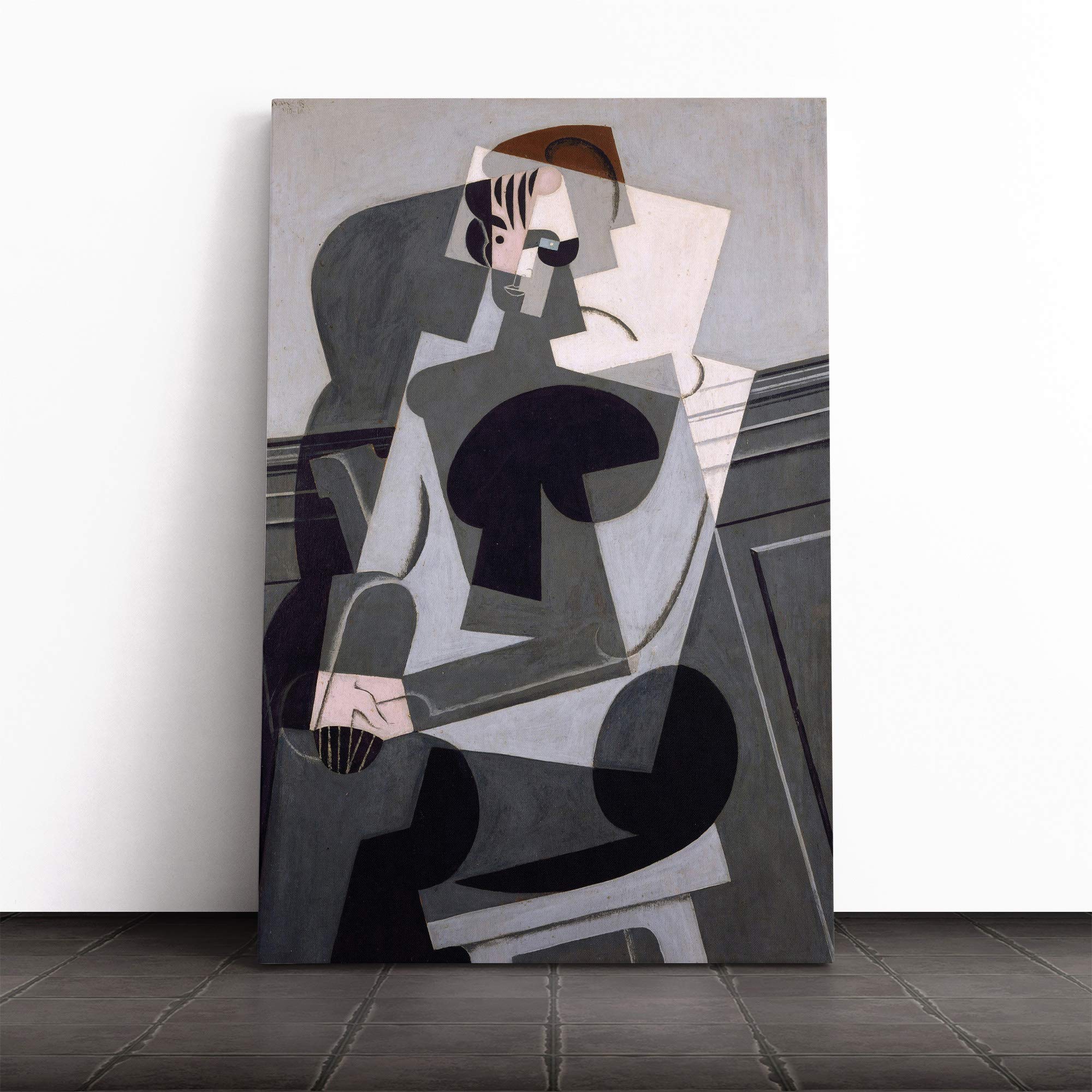 Juan Portrait Josette Gris Canvas Print | Gallery Wrapped 30mm Frame Wall Art | 20x14 inches | Ready to Hang | Modern People Picture | Living Room Bedroom Lounge Office