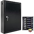 Key Lock Box Cabinet with 200 Hooks, Wall Mount Key Storage Box, Key Organizer Locker Box, Heavy Duty Galvanized Steel Key Lock Box with 200 Key Tags and Labels