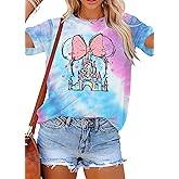 Women Magic Kingdom Shirt Castle Graphic Shirts Casual Family Vacation Holiday T Shirt Cute Short Sleeve Tee Top