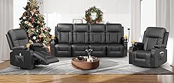 FURNIMAT Oversized Recliner Sofa Set with 4+1+1