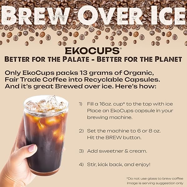 EKOCUPS ORGANIC SWISS WATER DECAF FRENCH ROAST COFFEE PODS, EXTRA 30% MORE COFFEE PER CUP, ARTISAN FAIR TRADE DARK ROAST, FOR KEURIG K CUP MACHINES, RECYCLABLE PODS, 40 COUNT