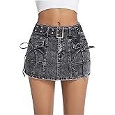 ZMTUO Women's High Waisted Denim Skort with Belt Vibrant Stretch Jean Shorts Skort