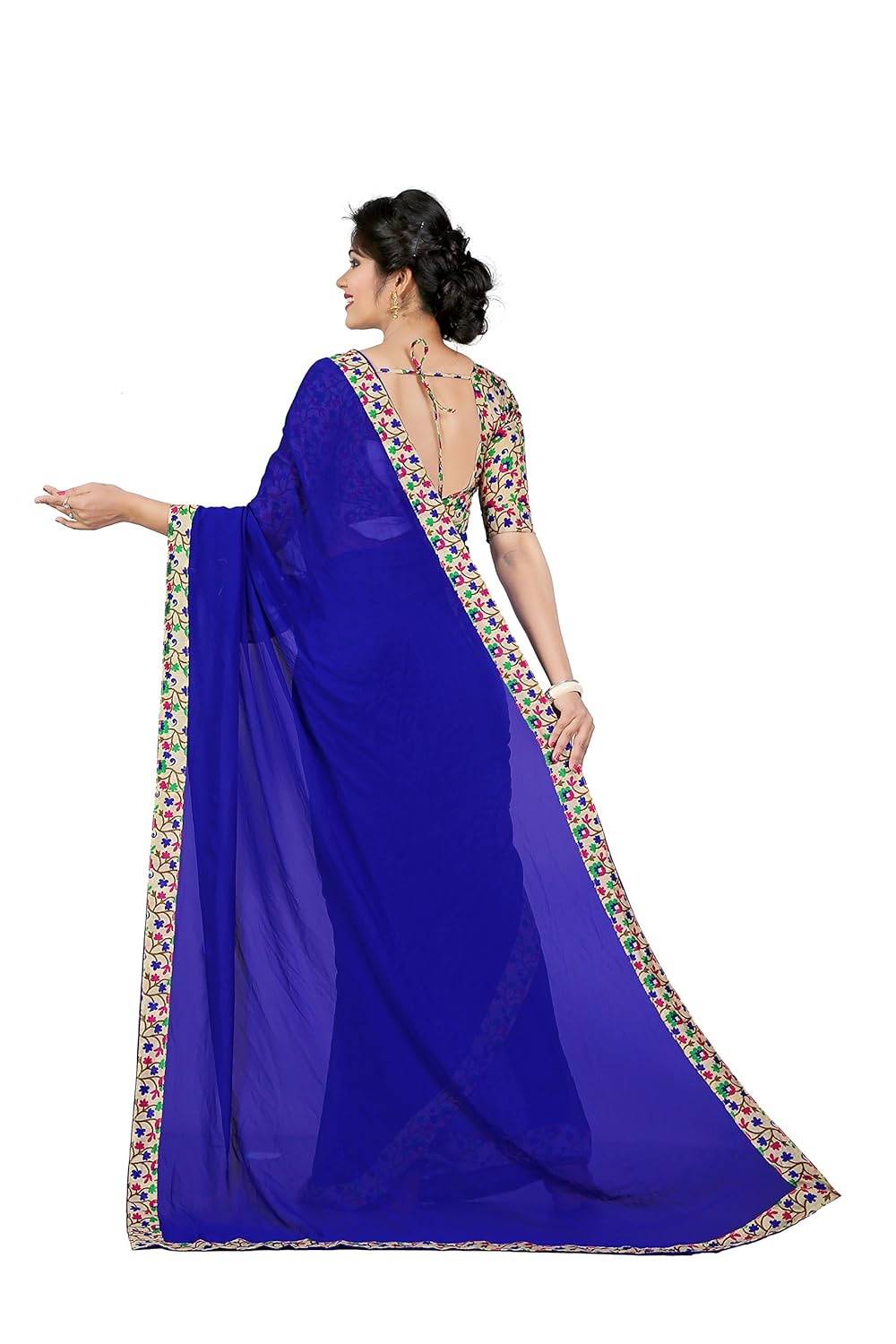 oomph! women's georgette saree with blouse piece
